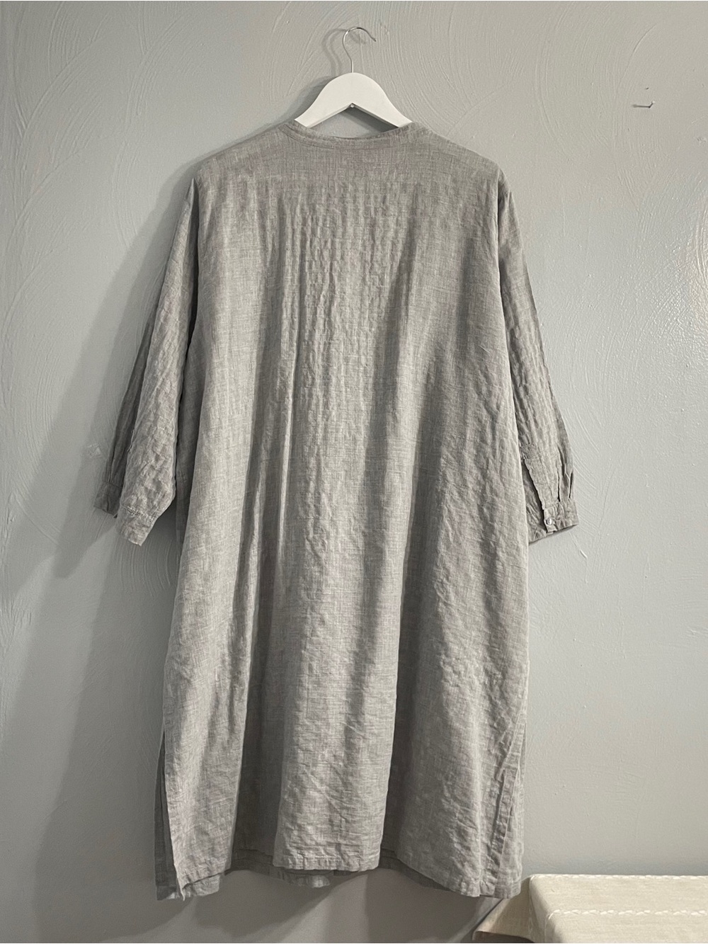 Eileen Fisher Light Gray organic cotton Button-Front  Midi Dress shirtdress 2X - Picture 9 of 13